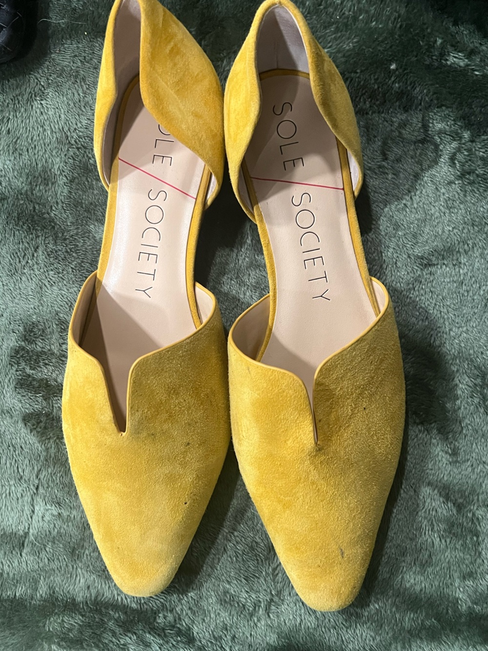 Sole Society Yellow Suede D'Orsay Flats